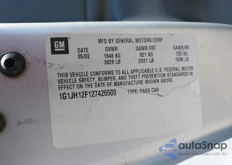 2002 Chevrolet Cavalier Z24 из США, поврежденный, VIN 1G1JH12F127426500